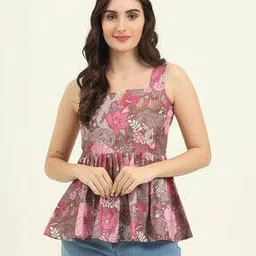 svaraa Women Floral Print Relaxed Fit Tunic Top-picture-34