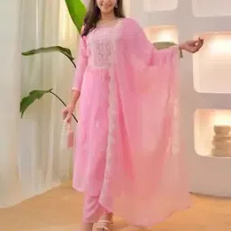 Women Embroidered Straight Kurta Suit Set-image-86