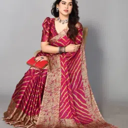 indie picks Blocked Printed Daily Wear Chiffon Georgette Saree image 1