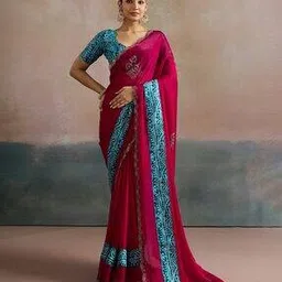 Women Chiffon Saree with Tassels Accent-image-94