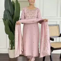 piludi Women Floral Embroidered Straight Kurta with Pants & Dupatta-picture-23
