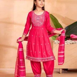 muhuratam Girls Embroidered Kurta Suit Set-picture-16