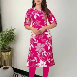 revangi Women Floral Print Straight Kurti image 1