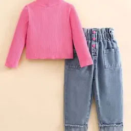 hopscotch Girls Ribbed Top & Jeans Set-picture-28