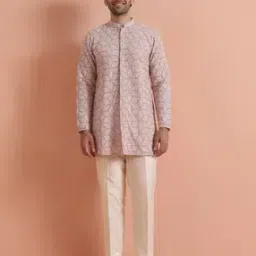 kisah Men Embroidered Regular Fit Long Kurta with Mandarin Collar-picture-20
