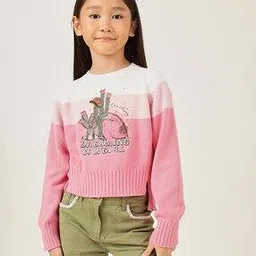 Girls Graphic Print Cotton Pullover-image-0