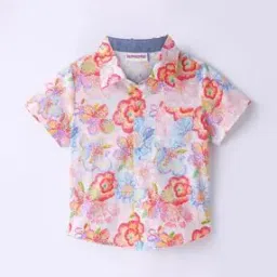 Boys Floral Print Regular Fit Shirt-image-1