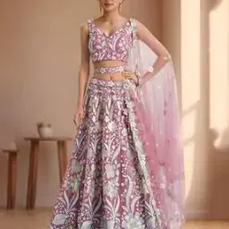 fabpixel Women Embroidered 3-Piece Flared Lehenga Choli Set -picture-13