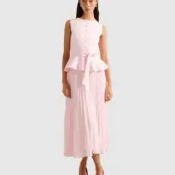forever new Women Pleated Fit & Flare Dress with Belt-picture-45