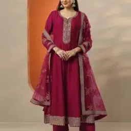 Women Embroidered A-Line Kurta Suit Set-image-36