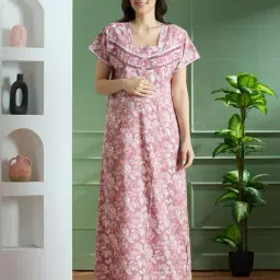 nightspree Women Floral Print Maternity Nightgown image 1