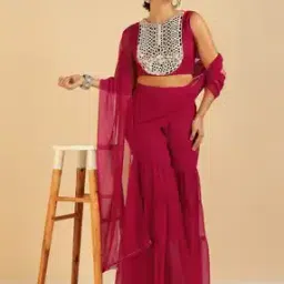 Women Embroidered 3-Piece Pant-Suit Set-image-99