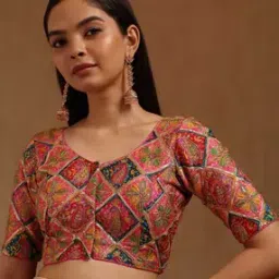 soch Women Satin Ethnic Motif Padded Blouse -picture-10