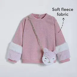 hopscotch Girls Colourblock Regular Fit Sweatshirt with Bag-picture-33