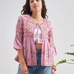 vishudh Women Embroidered Regular Fit Front Open Shrug  image 1