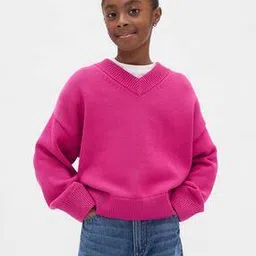 Novelty Logo Printed Regular Fit Full Sleeves V-Neck Sweater-image-20