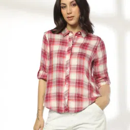 dnmx Women Checks Relaxed Fit Shirts image 1