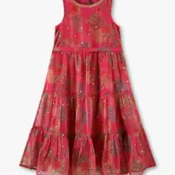 Girls Floral Print Tiered Dress-image-17