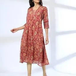 avaasa mix n' match Women Floral Print Flared Kurta-picture-15