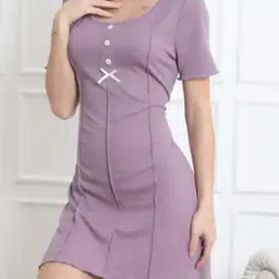 Shein Short Sleeve Curled Hem Pintuck Ribbed Nightshirt-picture-25