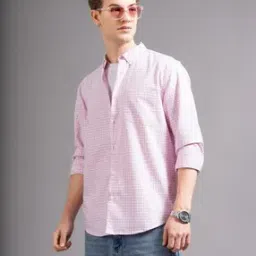 british club Men Oxford Checked Slim Fit Cotton Shirt-picture-11