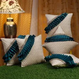 hosta homes Pack of 5 Quilted Cushion Covers with Frills 16" x 16"-picture-24