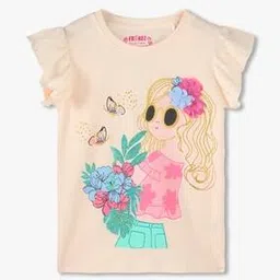kg frendz Girls Graphic Print Regular Fit Crew-Neck T-Shirt-picture-15