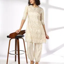 avaasa set Women Floral Woven Straight Kurta & Salwar Set-picture-31