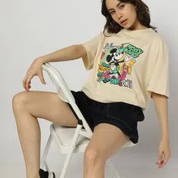 Women Mickey Mouse Print Boxy Fit Crew-Neck T-Shirt-image-20