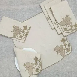 design gaatha home living Set of 6 pcs Embroidered Cotton Linen Table Napkins image 1