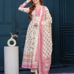 mizaz Women Floral Print Flared Kurta Suit Set-picture-26