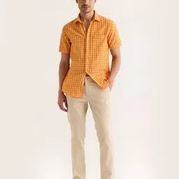 red flame Men Slim Fit Flat-Front Trousers-picture-49