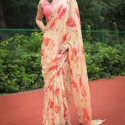 zari Women Floral Print Chiffon Saree-picture-35