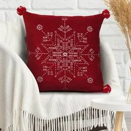 mezposh Snowflake Pattern Square Cushion Cover 16" x 16"-picture-51