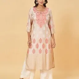 rangmanch by pantaloons Women Embroidered Straight Kurta-picture-25