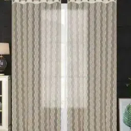 homefab india Set of 2 Chevrons Pattern Eyelets Window Curtains-picture-24