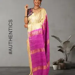 indie picks Handloom Ghicha Tussar Contrast Pallu Saree-picture-25