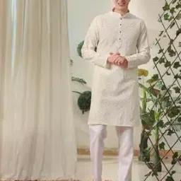 Men Cotton Long Kurta-image-0
