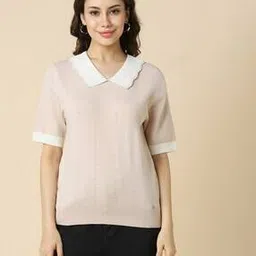 allen solly Women Regular Fit Top with Peter-Pan Collar-picture-31