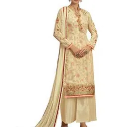 vuba Embellished Semi-Stitched Straight Dress Material-picture-25