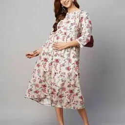 momtobe Floral Print Fit & Flare Dress-picture-34