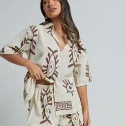 hivora Women Printed Shirt & Shorts Co-Ord Set image 1