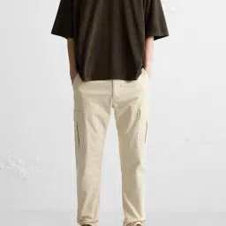 mischief monkey Men Flat Front Relaxed Fit Cargo Pants  image 1