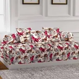 arrabi Set of 6 Floral Print Handwoven Chenille Diwan Set-picture-17