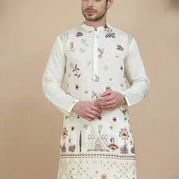 jompers Men Regular Fit Self-design Long Kurta-picture-39