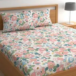 chhavi india 210 TC Floral Print Double Size Bedsheet with Pillow Covers-picture-15