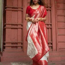 indie picks Kanjivaram Woven Banarasi Silk Saree  -picture-24