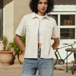 buda jeans co Women Regular Fit Shirt with Flap Pockets image 1