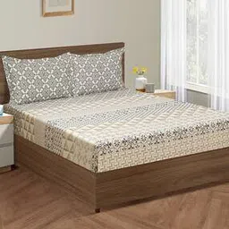swayam Geometric Print Fitted Double Bedsheet with Pillow Covers 200 TC-picture-38