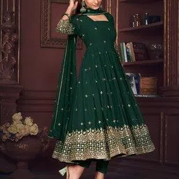 zeelpin Women Embroidered 3-Piece Semi-Stitched Anarkali Dress Material-picture-15